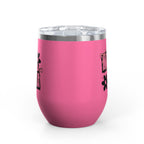 Wine Tumbler — Mom Floral Blocks with Pink Bows, 12 oz Insulated