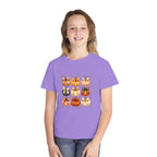 Youth Tee — Vintage Patchwork Pumpkins Fall Graphic