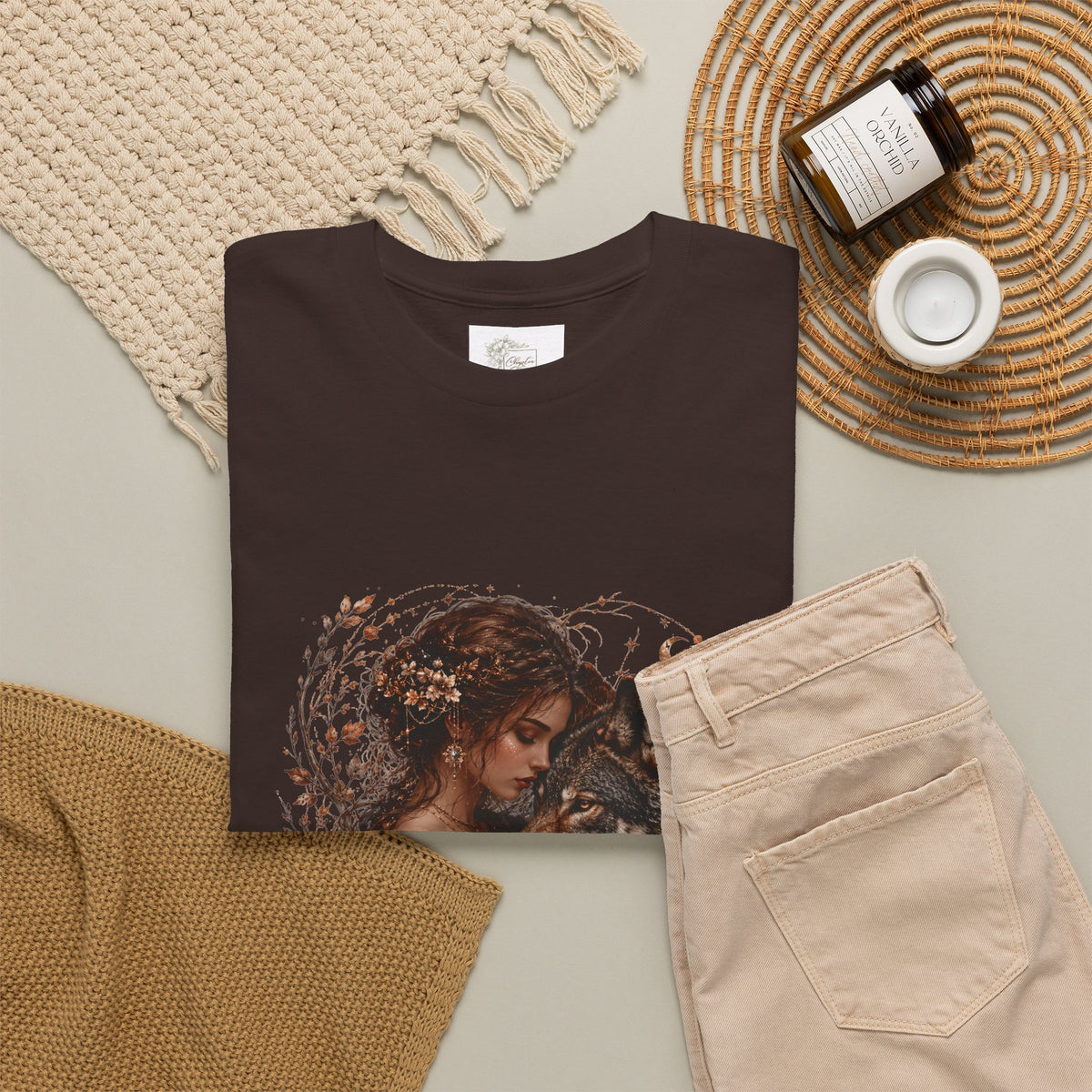 Vintage Woodland Goddess T-Shirt — Woman with Fox Graphic Tee