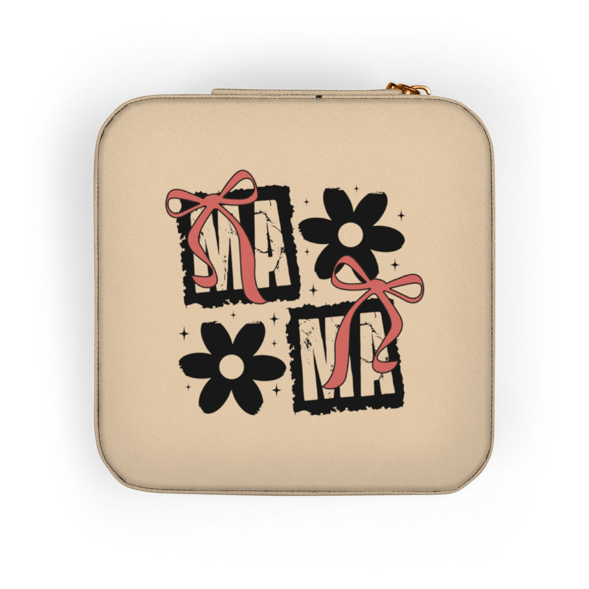Compact Pink Jewelry Travel Case — Gift Box & Flower Design