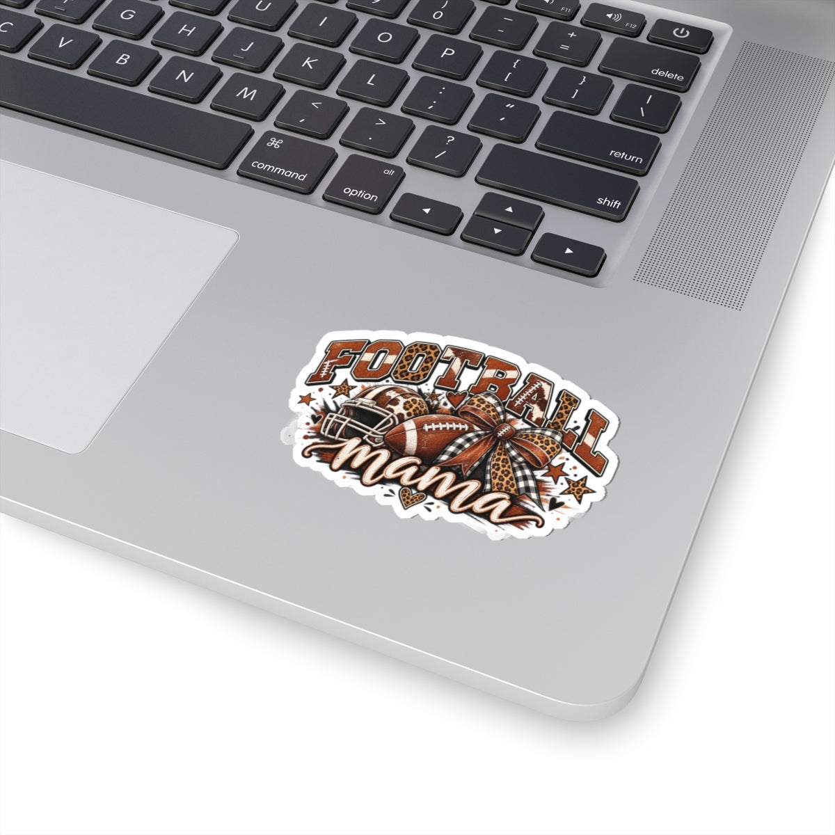 Football Mama Kiss-Cut Sticker — Leopard Print Football Mom Decal