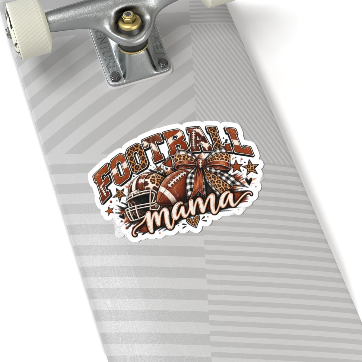Football Mama Kiss-Cut Sticker — Leopard Print Football Mom Decal