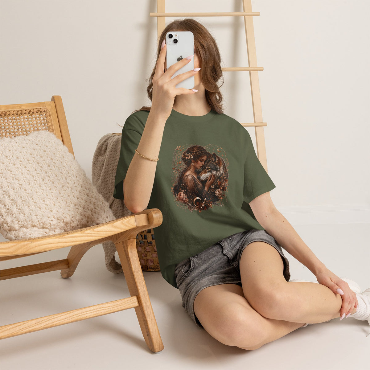 Vintage Woodland Goddess T-Shirt — Woman with Fox Graphic Tee