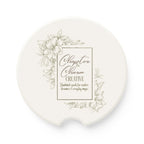 Soapstone Car Coaster — Floral 'Chapter & Charm Creative' Logo Car Cup Holder Insert