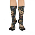 Book Lover Cushioned Crew Socks — Vintage Books & Floral Reading Pattern