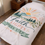 Faith Lights Every Step Velveteen Plush Blanket — Inspirational Cozy Throw