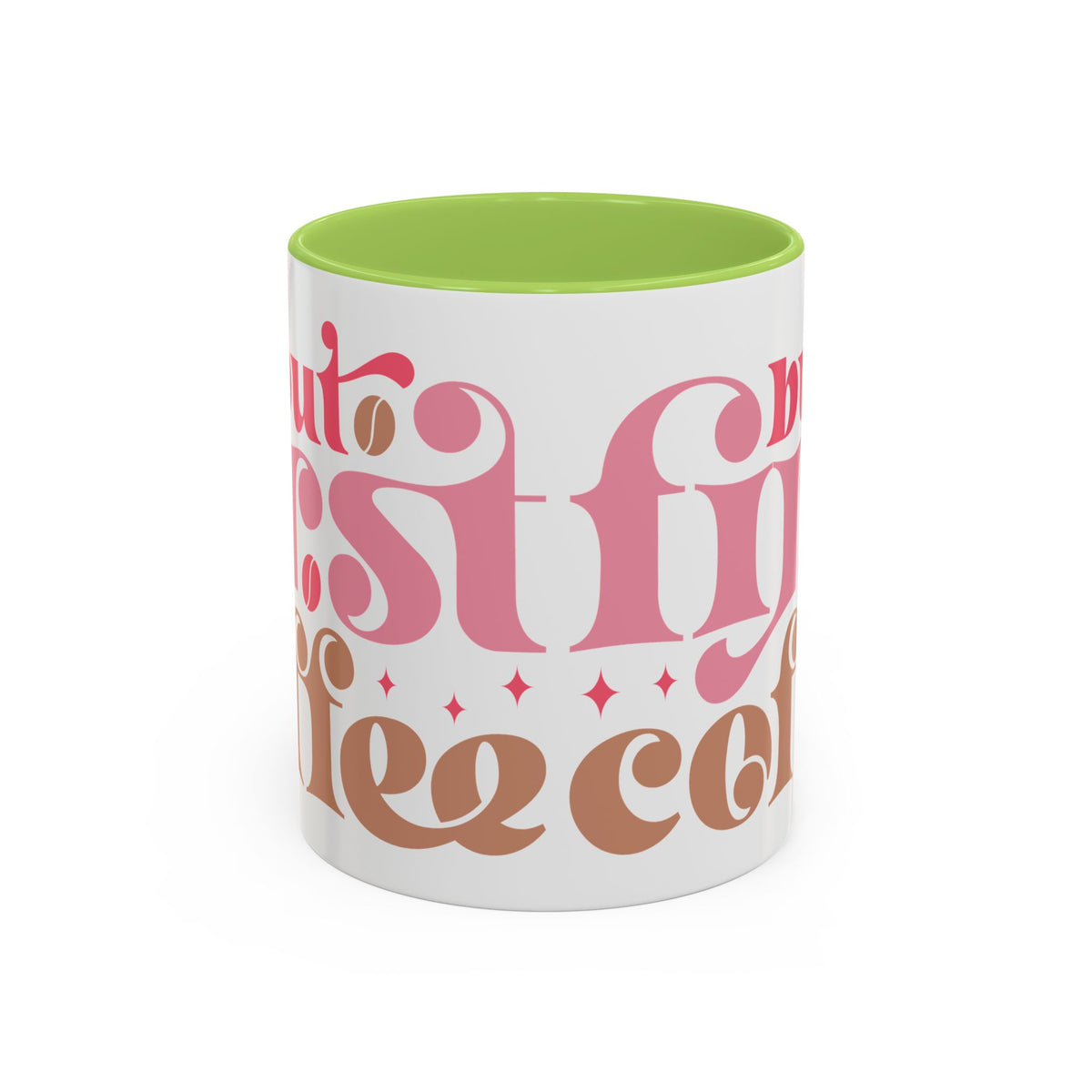 Retro Pink & Brown "Must First Coffee" Accent Coffee Mug (11/15oz)