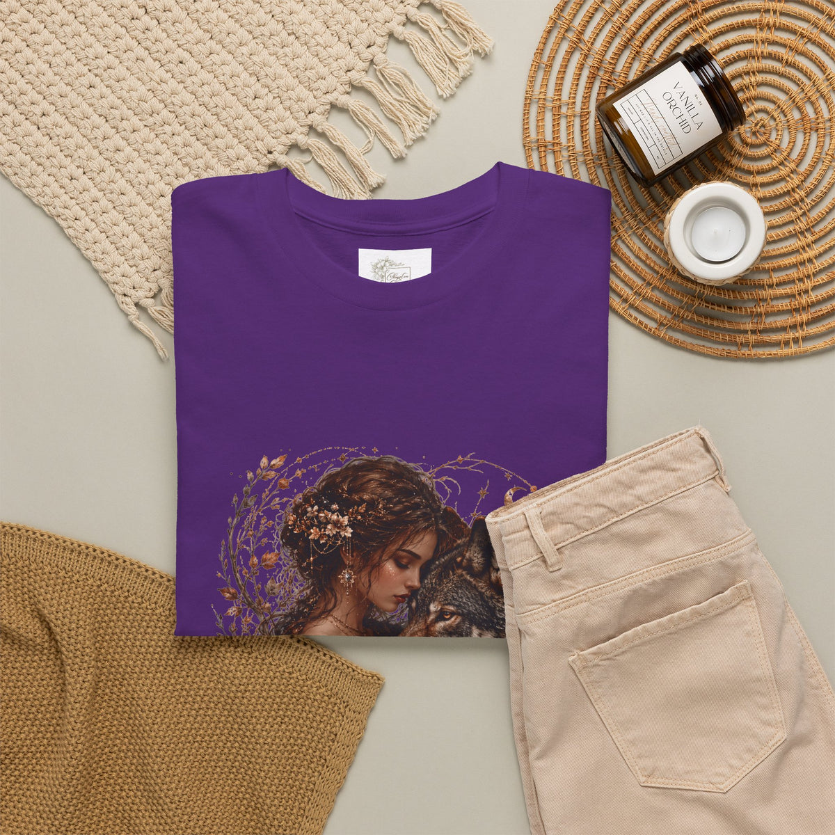 Vintage Woodland Goddess T-Shirt — Woman with Fox Graphic Tee
