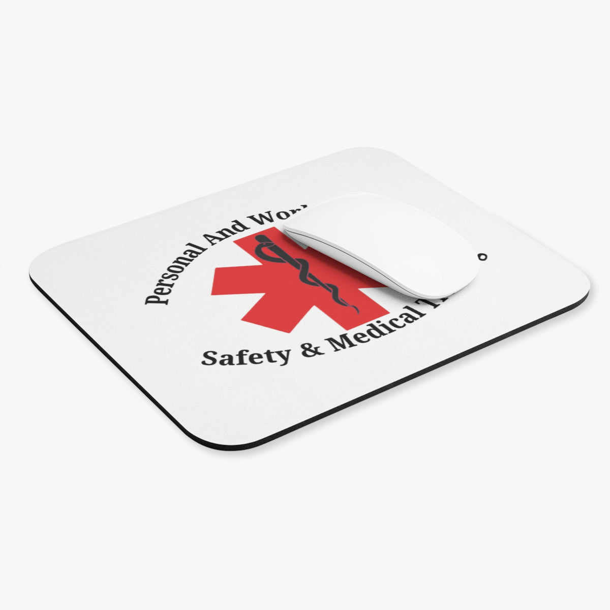 Personal and Work Safety Medical Training Mouse Pad — Safety & Medical Logo
