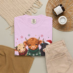 Christmas Highland Cattle Trio T-Shirt — Cute Cow Holiday Tee