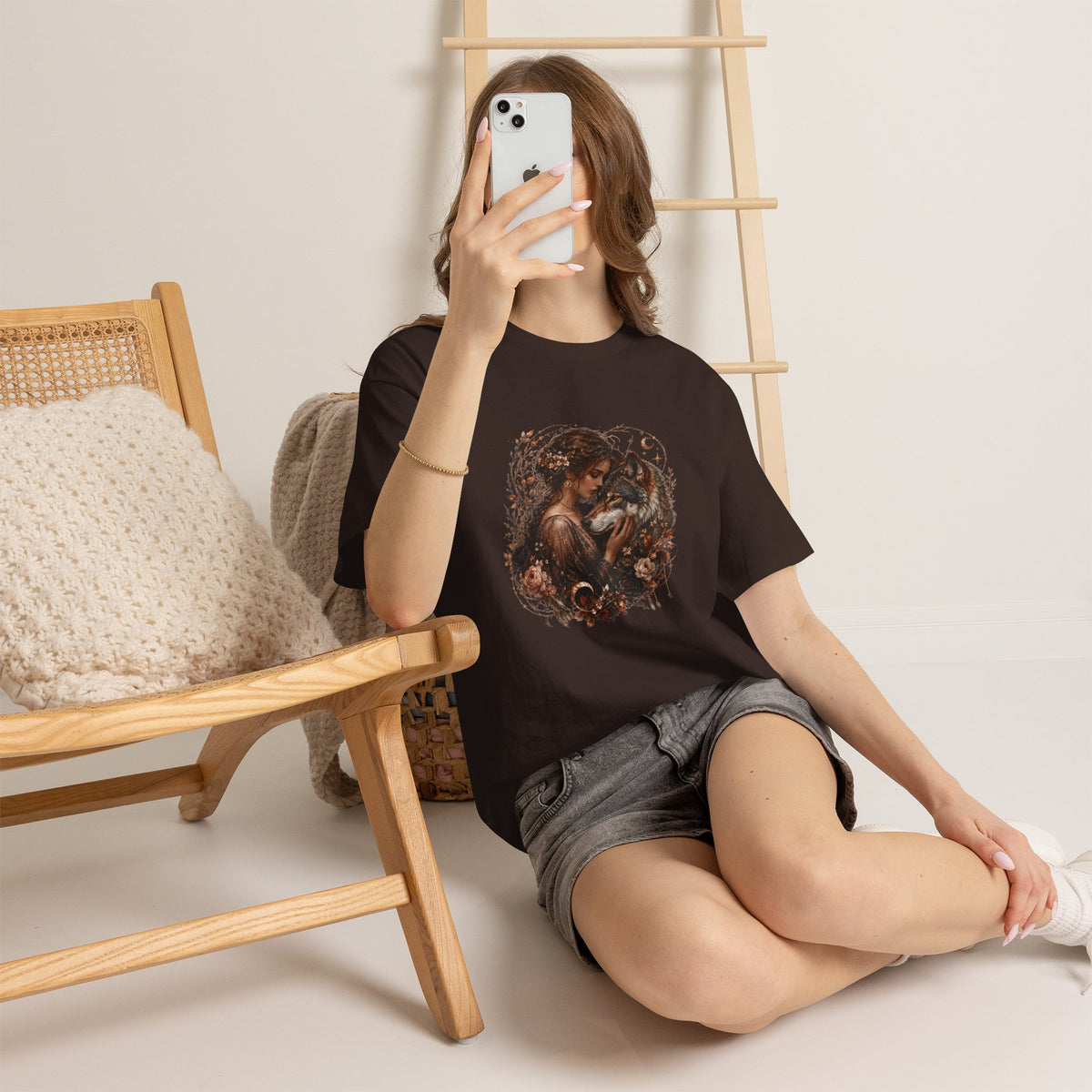 Vintage Woodland Goddess T-Shirt — Woman with Fox Graphic Tee