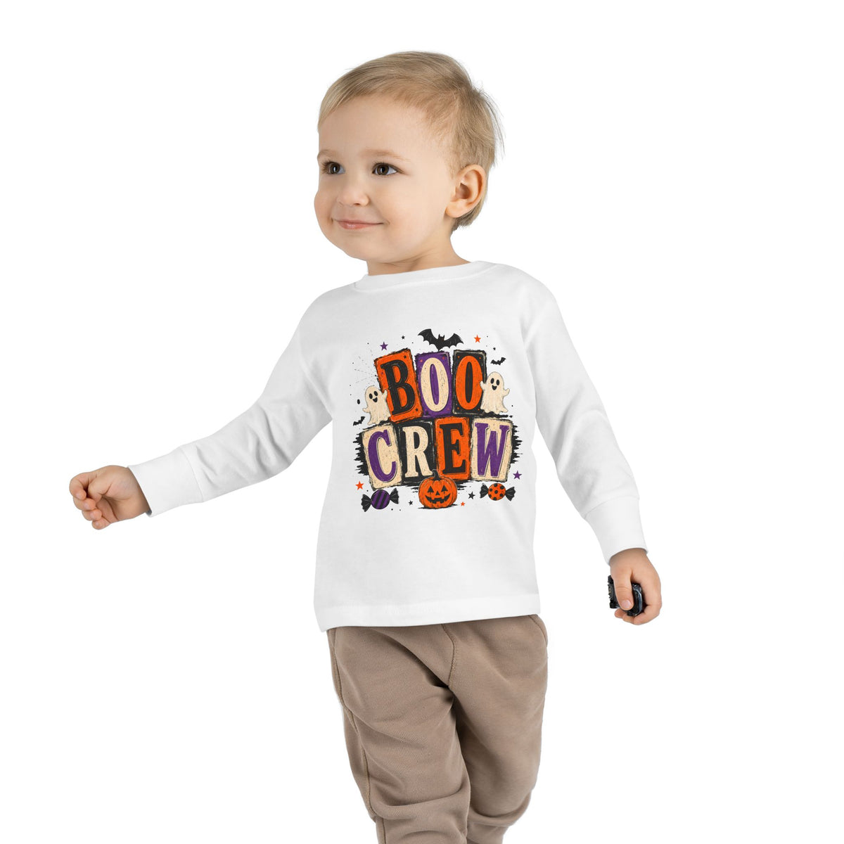 Boo Crew Toddler Long Sleeve Tee — Cute Halloween Pumpkin & Ghosts