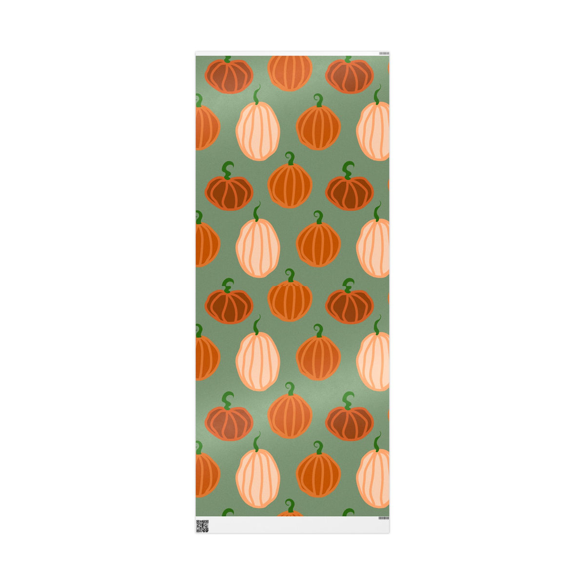 Pumpkin Pattern Wrapping Paper — Autumn Green Gift Wrap for Fall, Halloween & Thanksgiving