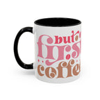 Retro Pink & Brown "Must First Coffee" Accent Coffee Mug (11/15oz)