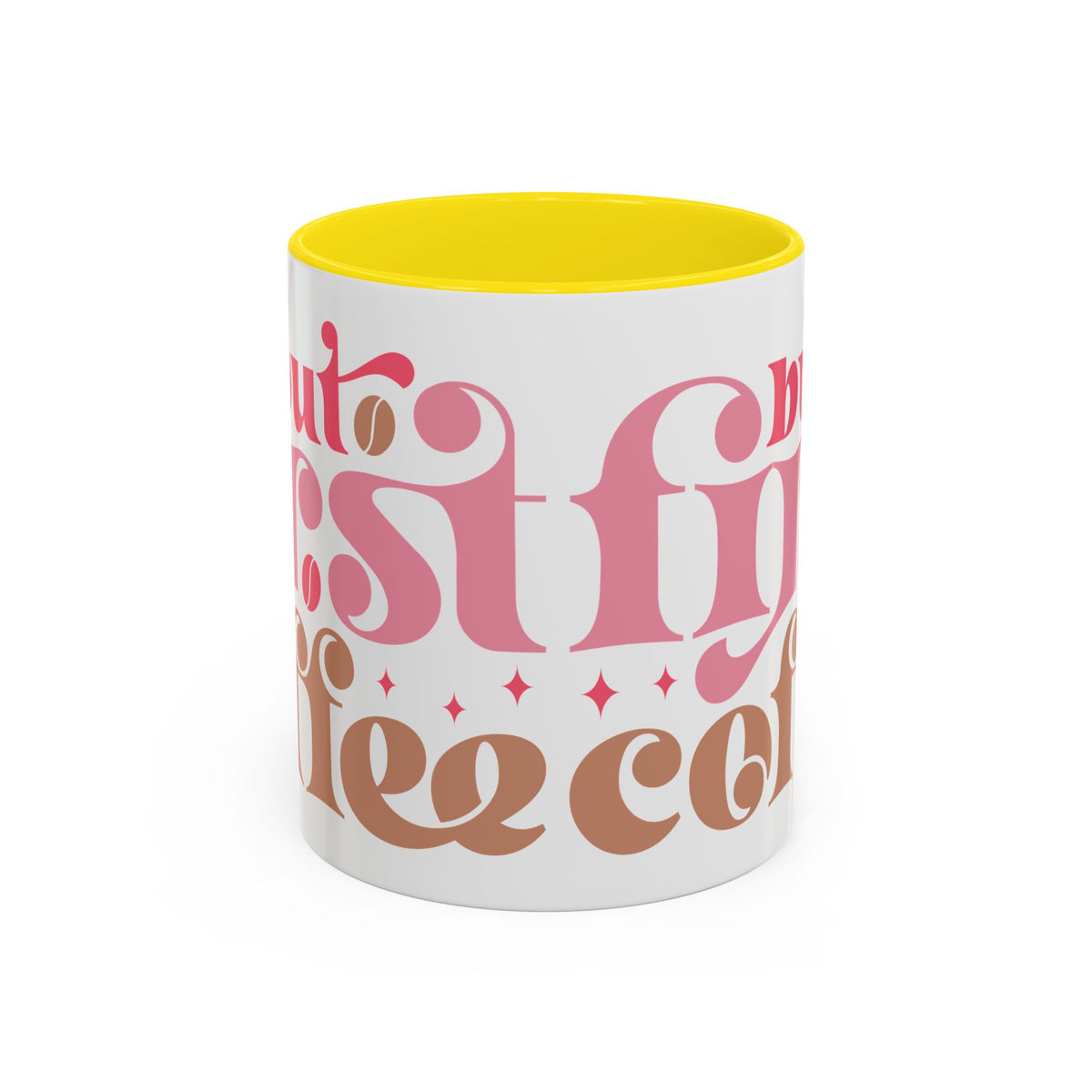 Retro Pink & Brown "Must First Coffee" Accent Coffee Mug (11/15oz)