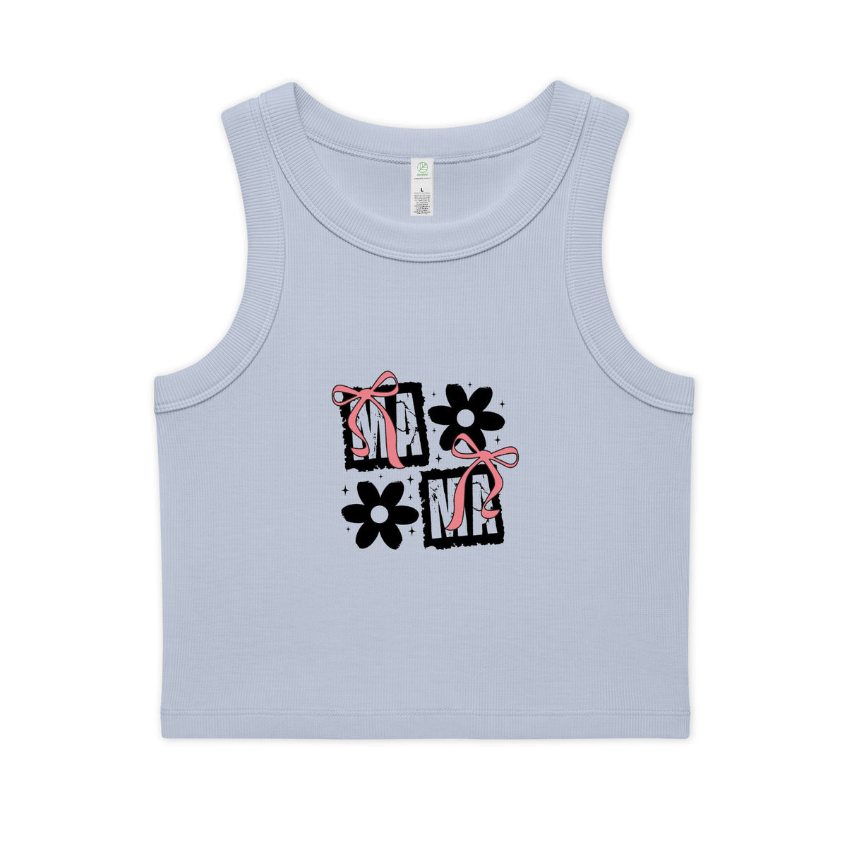 Crop Tank — Cute 'MAMA' Floral Graphic Ribbed Organic Tank Top