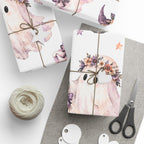 Ghostly Moon Wrapping Paper — Cute Halloween Gift Wrap with Pastel Ghosts & Lanterns