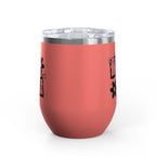 Wine Tumbler — Mom Floral Blocks with Pink Bows, 12 oz Insulated