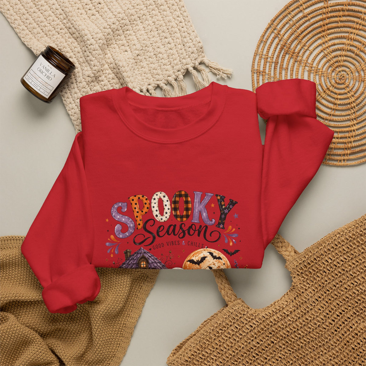 Spooky Season Crewneck Sweatshirt — Ghosts & Pumpkins Halloween Pullover