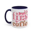 Retro Pink & Brown "Must First Coffee" Accent Coffee Mug (11/15oz)