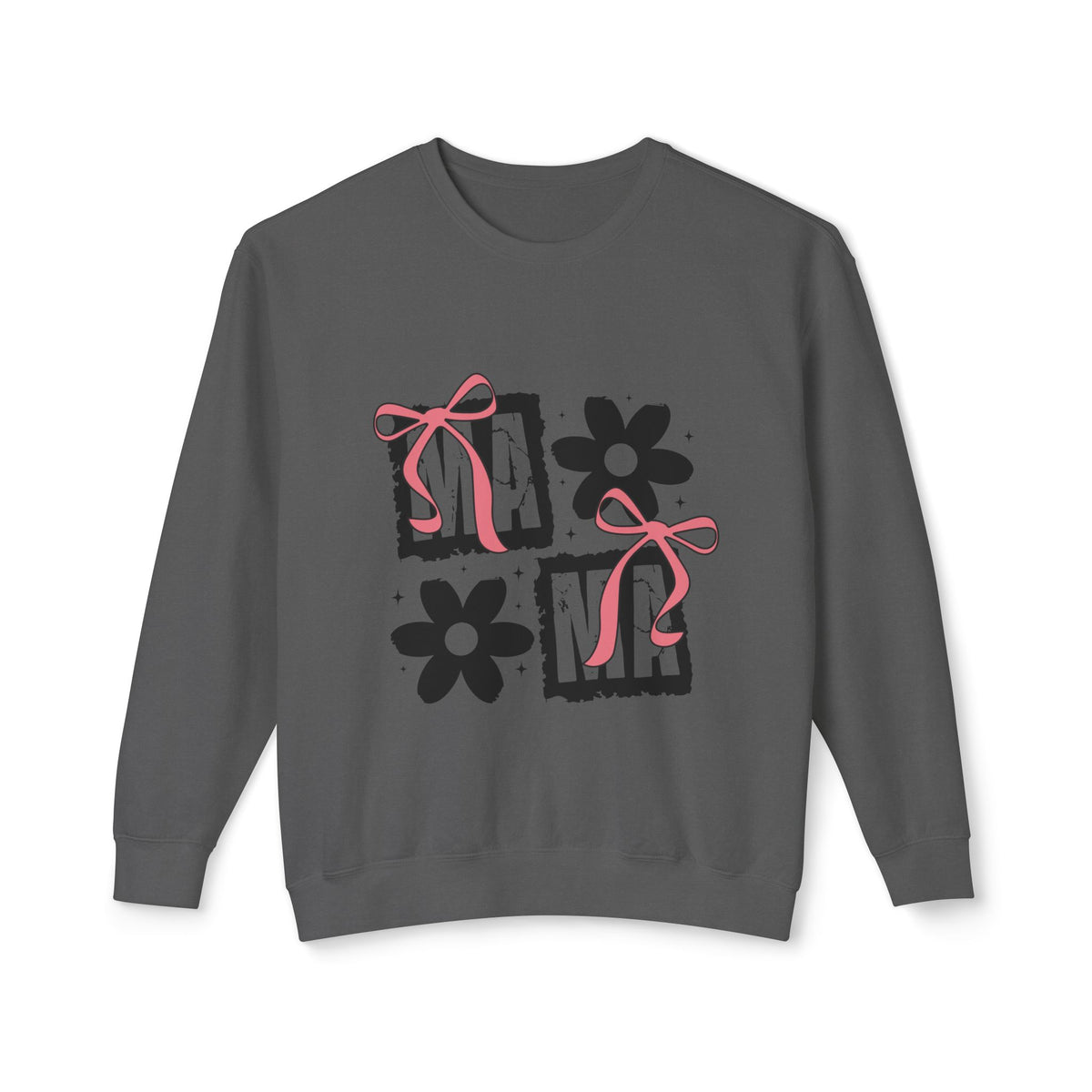 Mama Floral Crewneck Sweatshirt — Pink Bow & Flower Mom Design