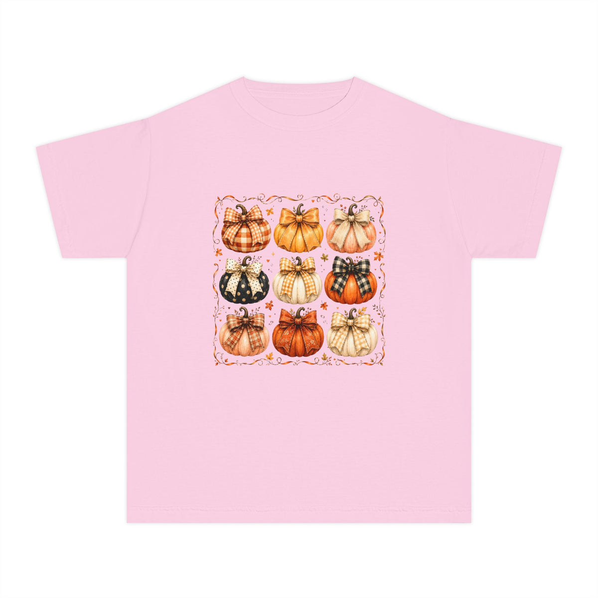 Youth Tee — Vintage Patchwork Pumpkins Fall Graphic