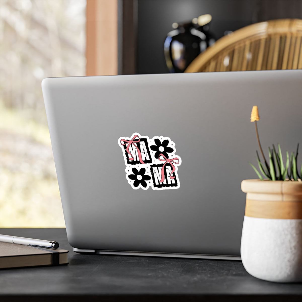 Mama, Floral Bow Vinyl Sticker
