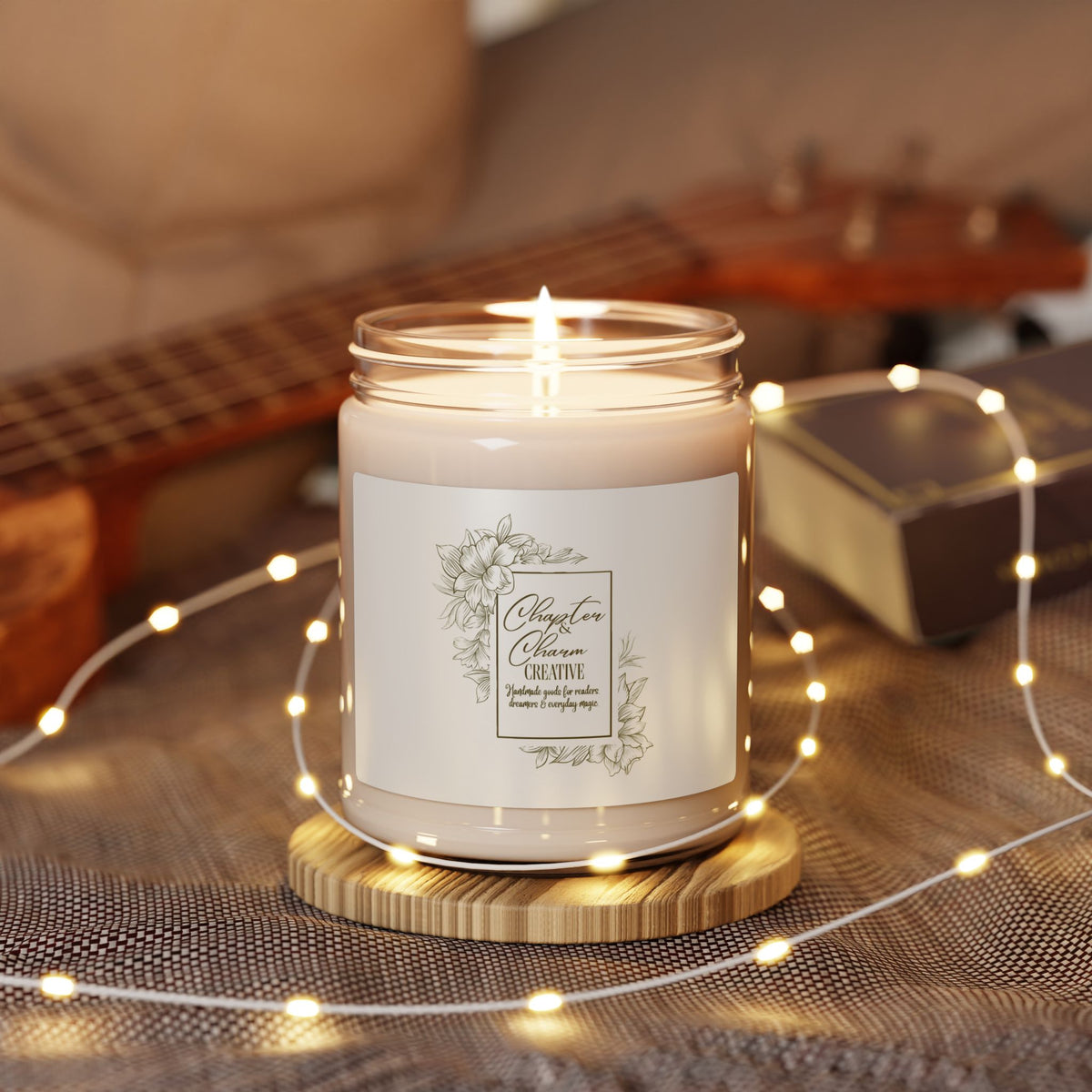 Chapter & Charm Creative Soy Candle 9oz — Scented Jar Candle with Elegant Botanical Label