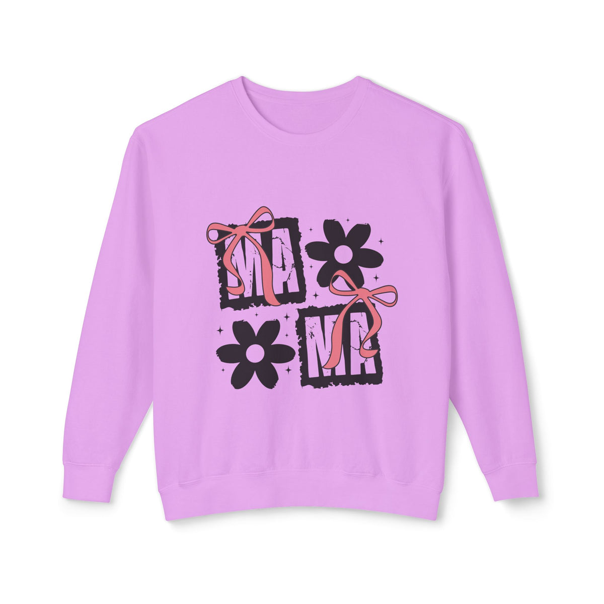 Mama Floral Crewneck Sweatshirt — Pink Bow & Flower Mom Design