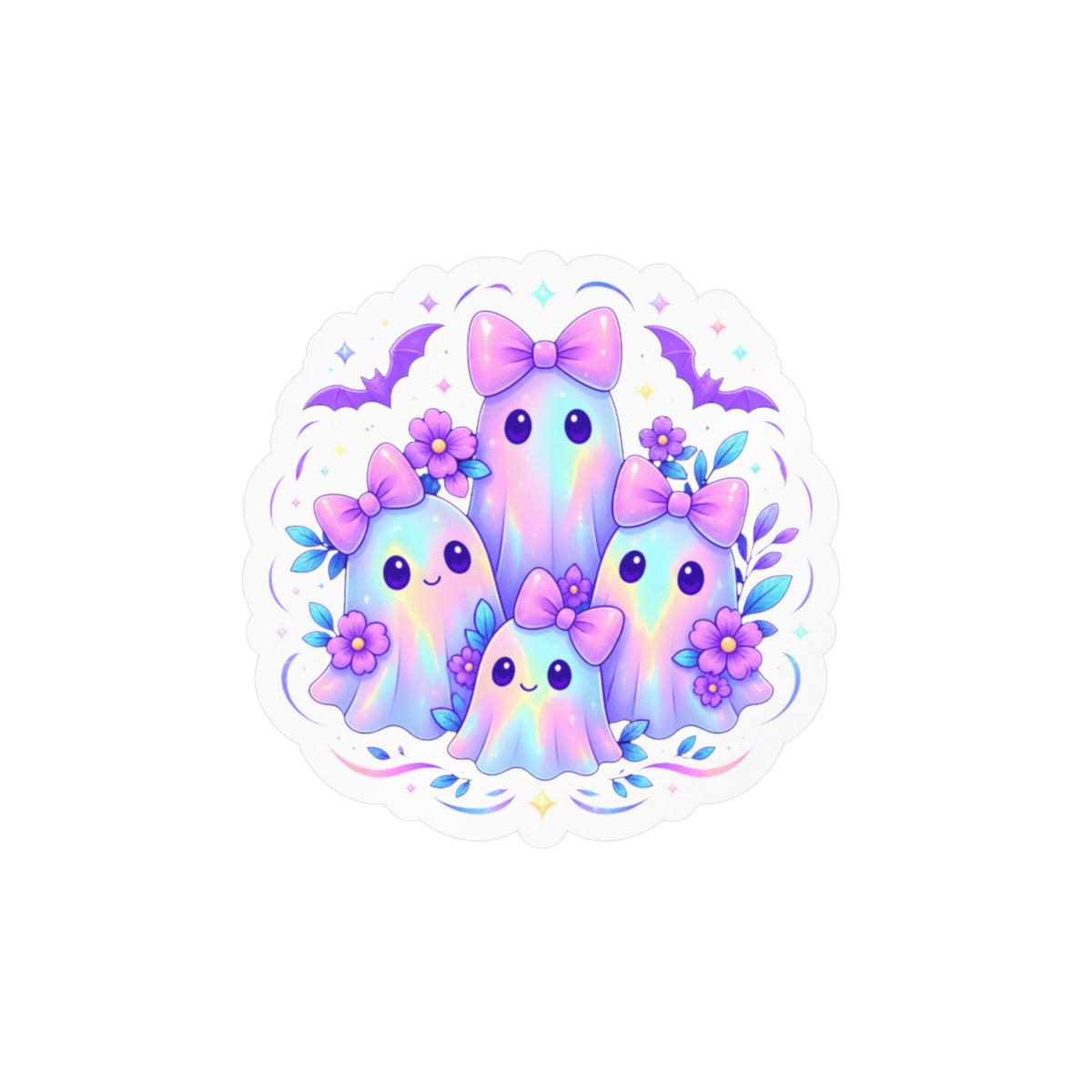 Cute Pastel Ghosts Kiss-Cut Vinyl Sticker