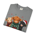 Christmas Highland Cattle Trio T-Shirt — Cute Cow Holiday Tee