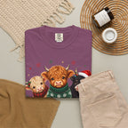 Christmas Highland Cattle Trio T-Shirt — Cute Cow Holiday Tee