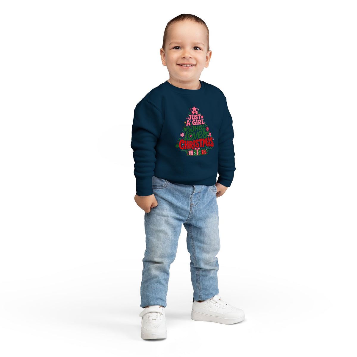 Toddler Sweatshirt — "Just a Girl Who Loves Christmas" Holiday Sweatshirt