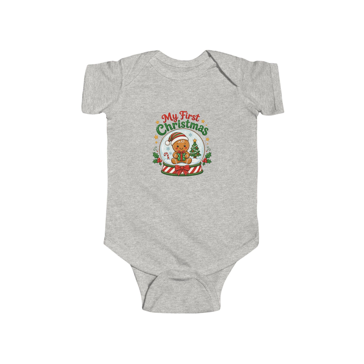 My First Christmas Baby Bodysuit – Gingerbread Snow Globe Infant Onesie