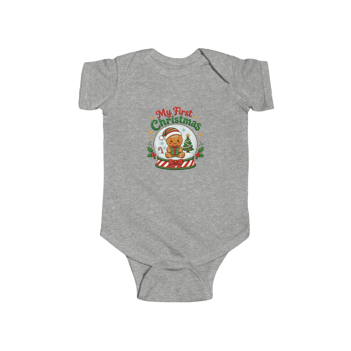 My First Christmas Baby Bodysuit – Gingerbread Snow Globe Infant Onesie