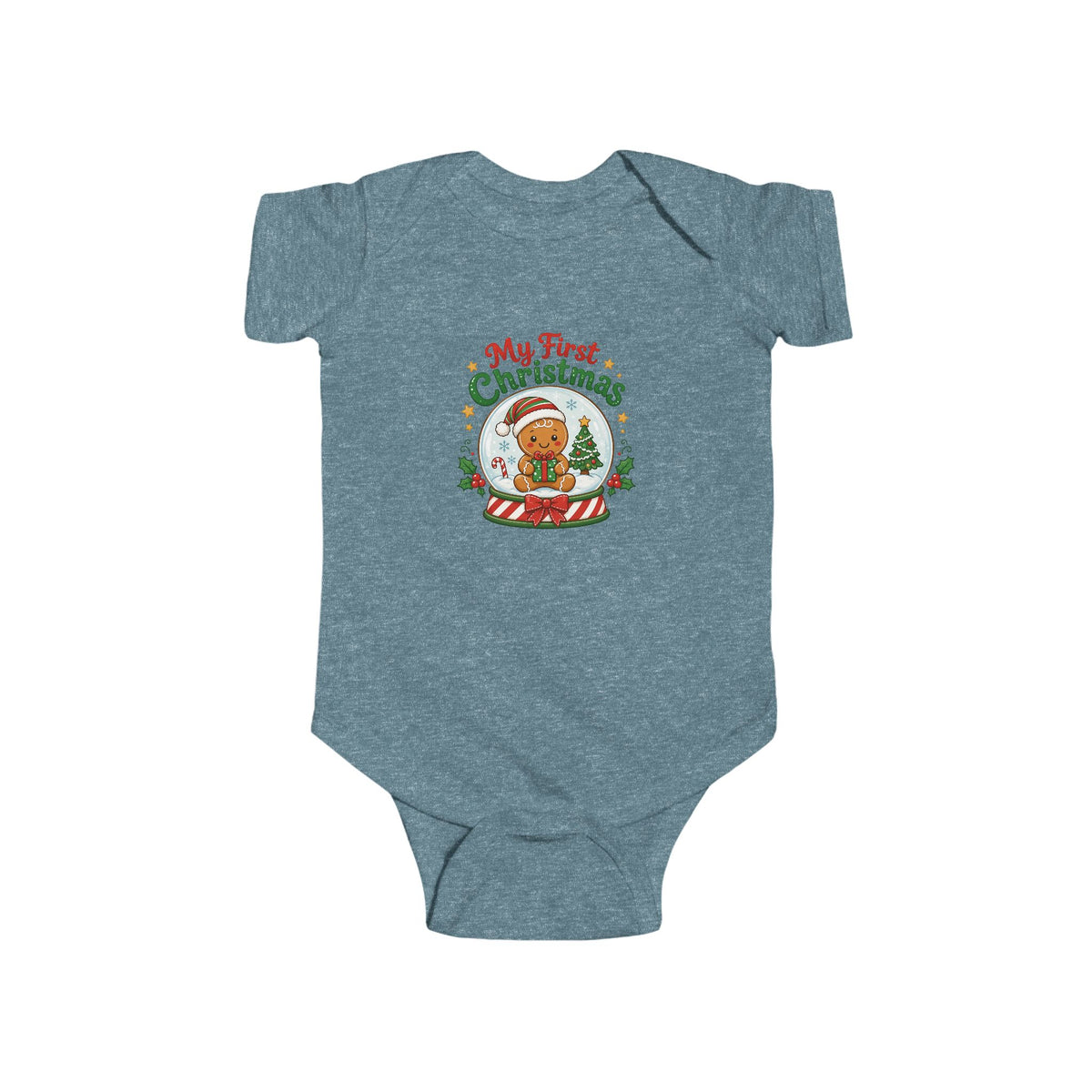 My First Christmas Baby Bodysuit – Gingerbread Snow Globe Infant Onesie