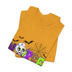 Halloween Nurse T-Shirt — Cute Skeleton, Pumpkin & Spiderweb Nurse Tee