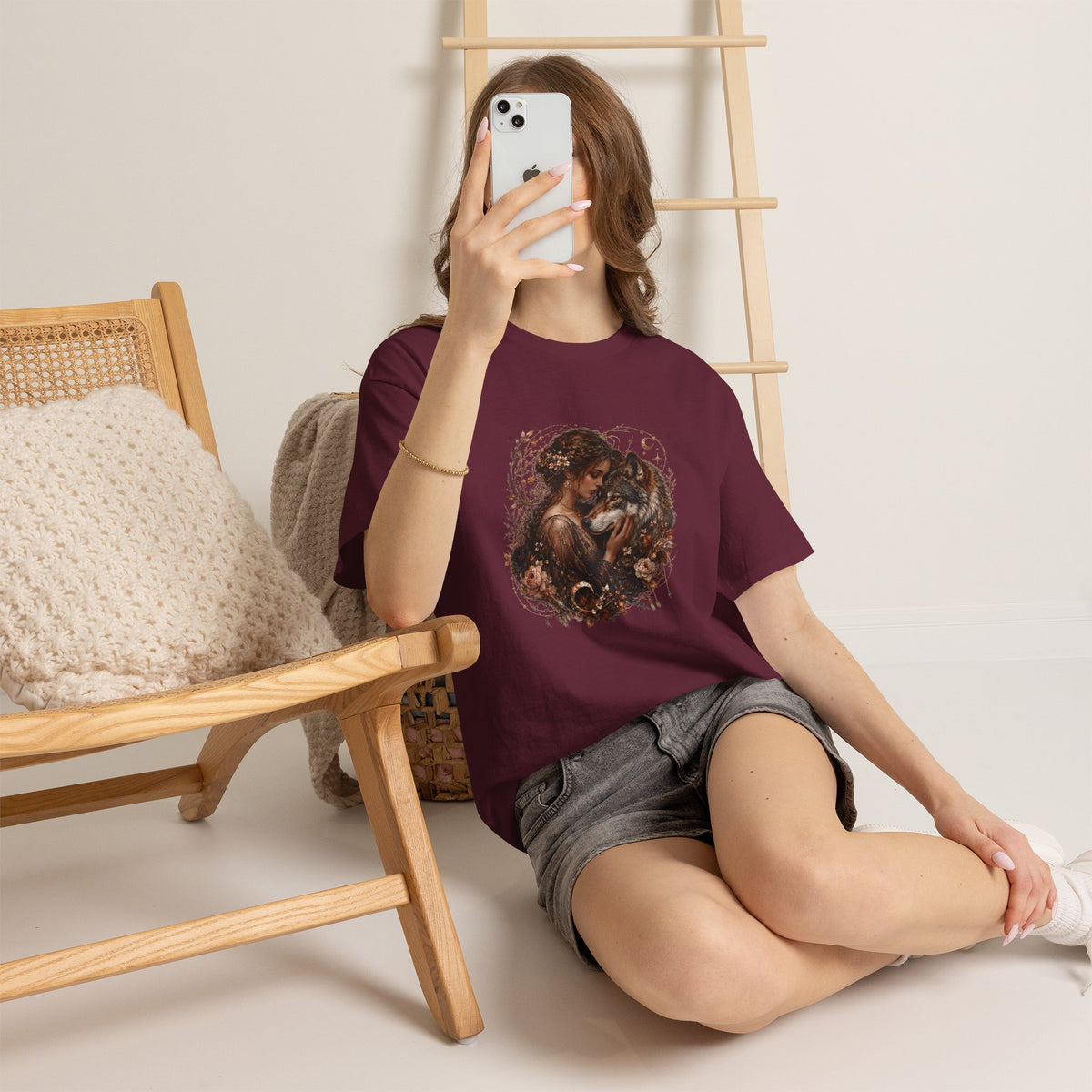 Vintage Woodland Goddess T-Shirt — Woman with Fox Graphic Tee