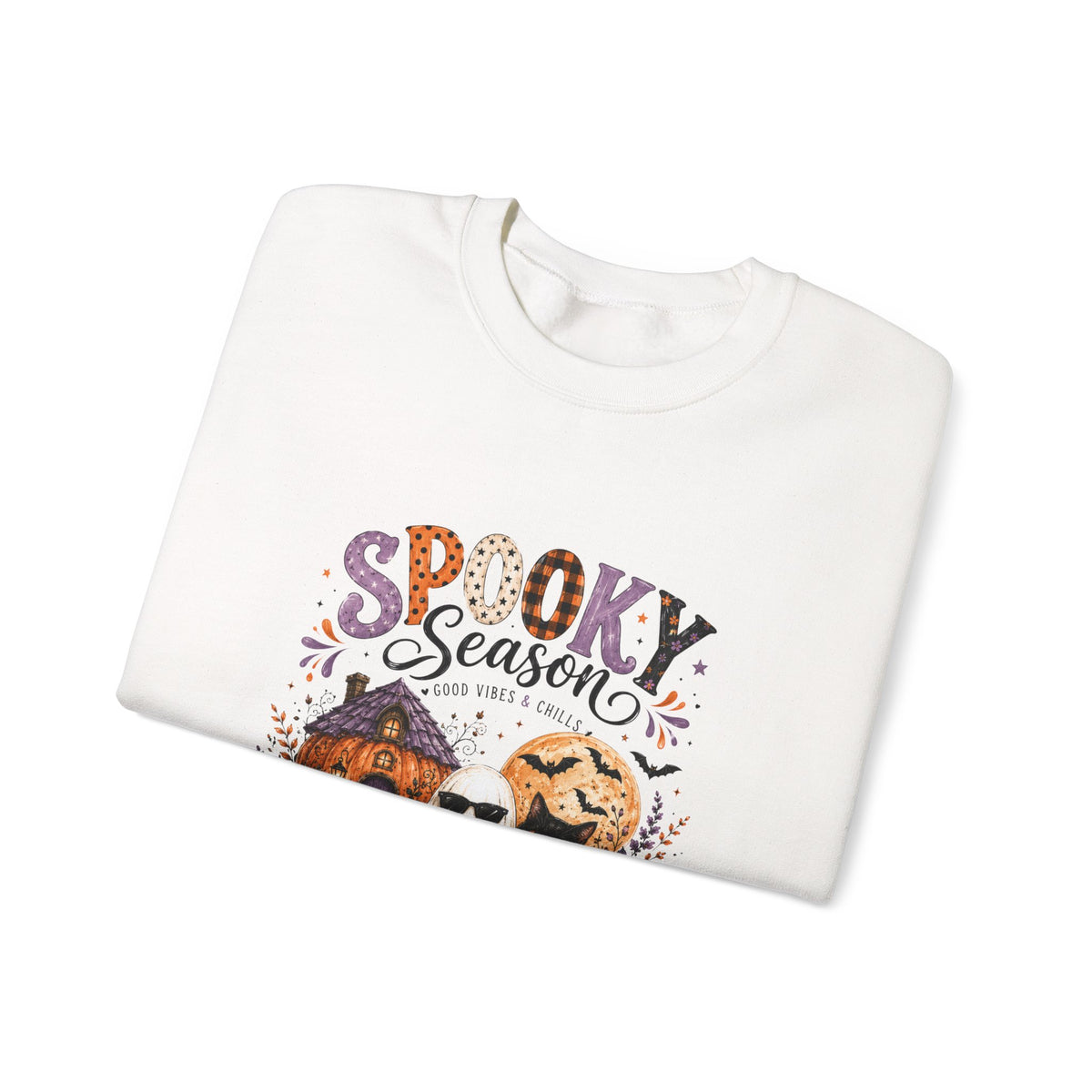 Spooky Season Crewneck Sweatshirt — Ghosts & Pumpkins Halloween Pullover
