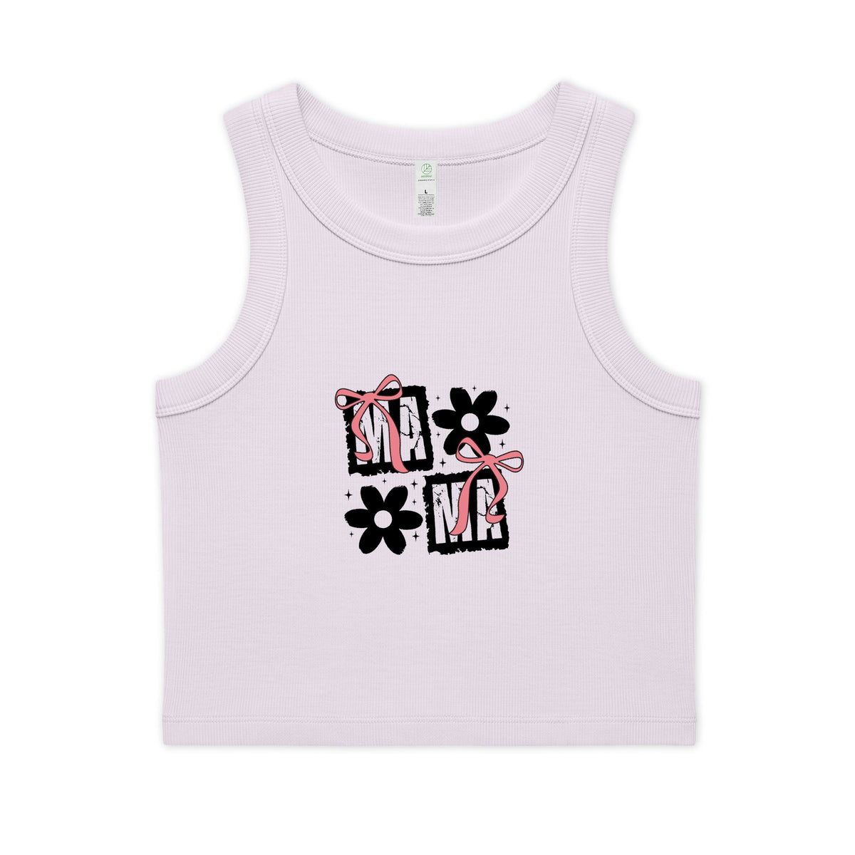 Crop Tank — Cute 'MAMA' Floral Graphic Ribbed Organic Tank Top