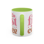 Retro Pink & Brown "Must First Coffee" Accent Coffee Mug (11/15oz)