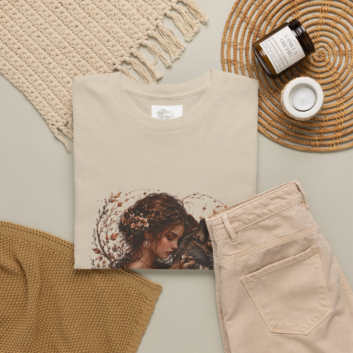 Vintage Woodland Goddess T-Shirt — Woman with Fox Graphic Tee