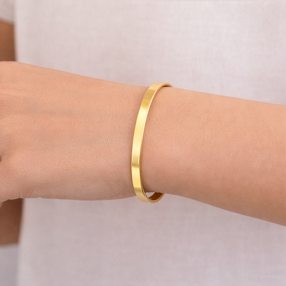 Engravable Bangle Cuff Bracelet — Personalized Minimalist Metal Bracelet for Women & Men