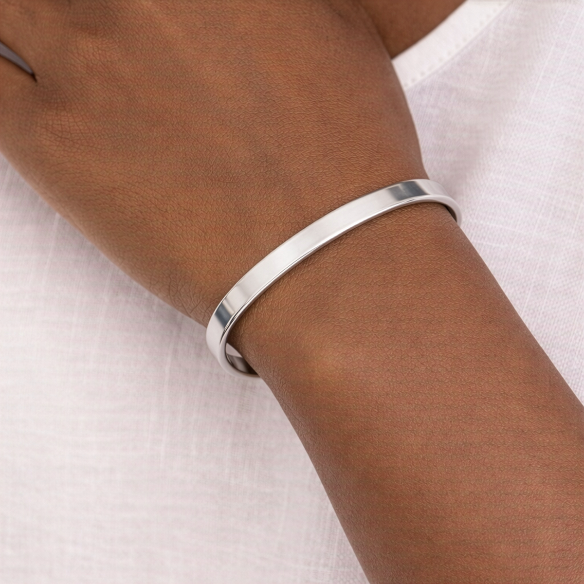 Engravable Bangle Cuff Bracelet — Personalized Minimalist Metal Bracelet for Women & Men