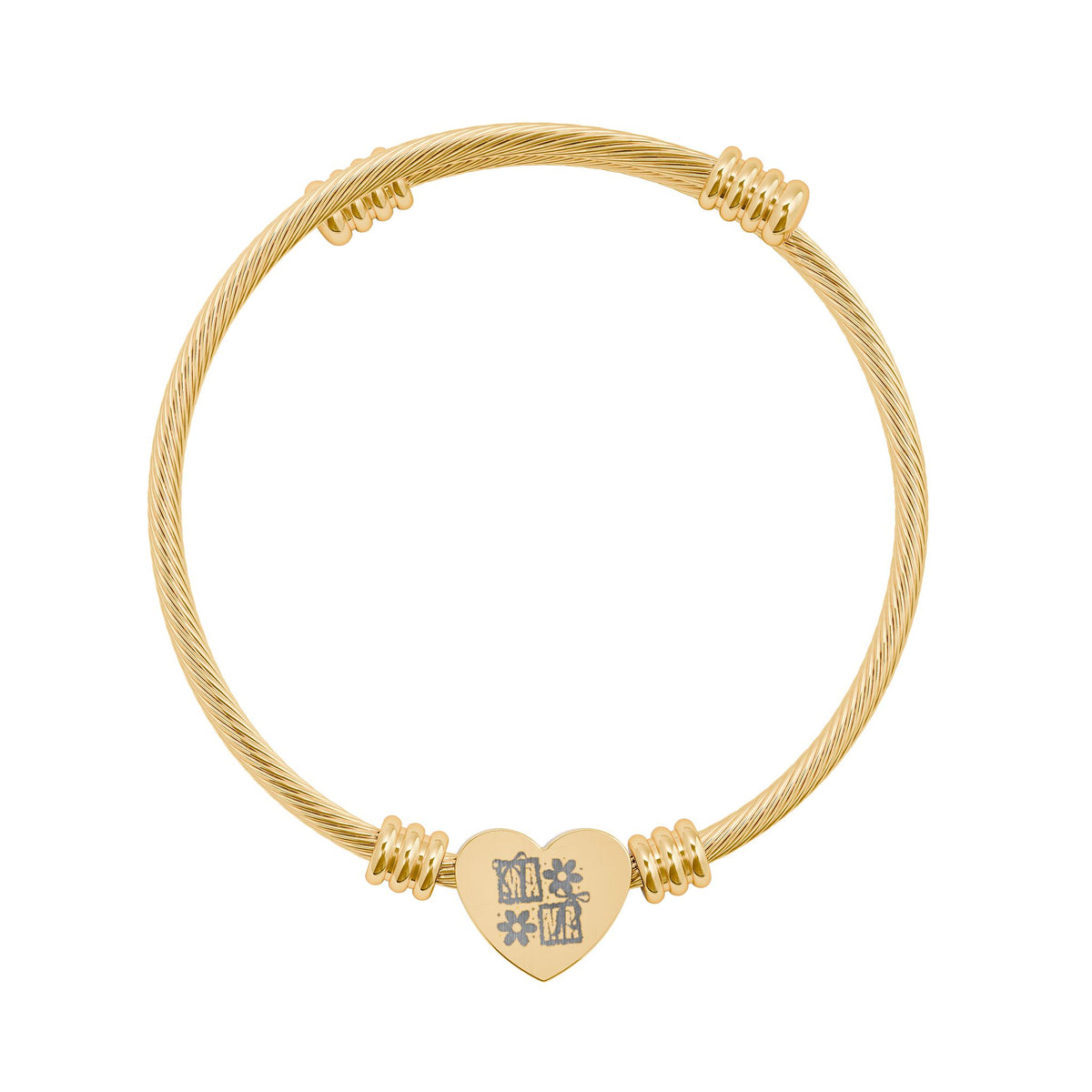 Engravable Heart Cuff Bracelet — Personalized Love Charm (Silver or Gold)
