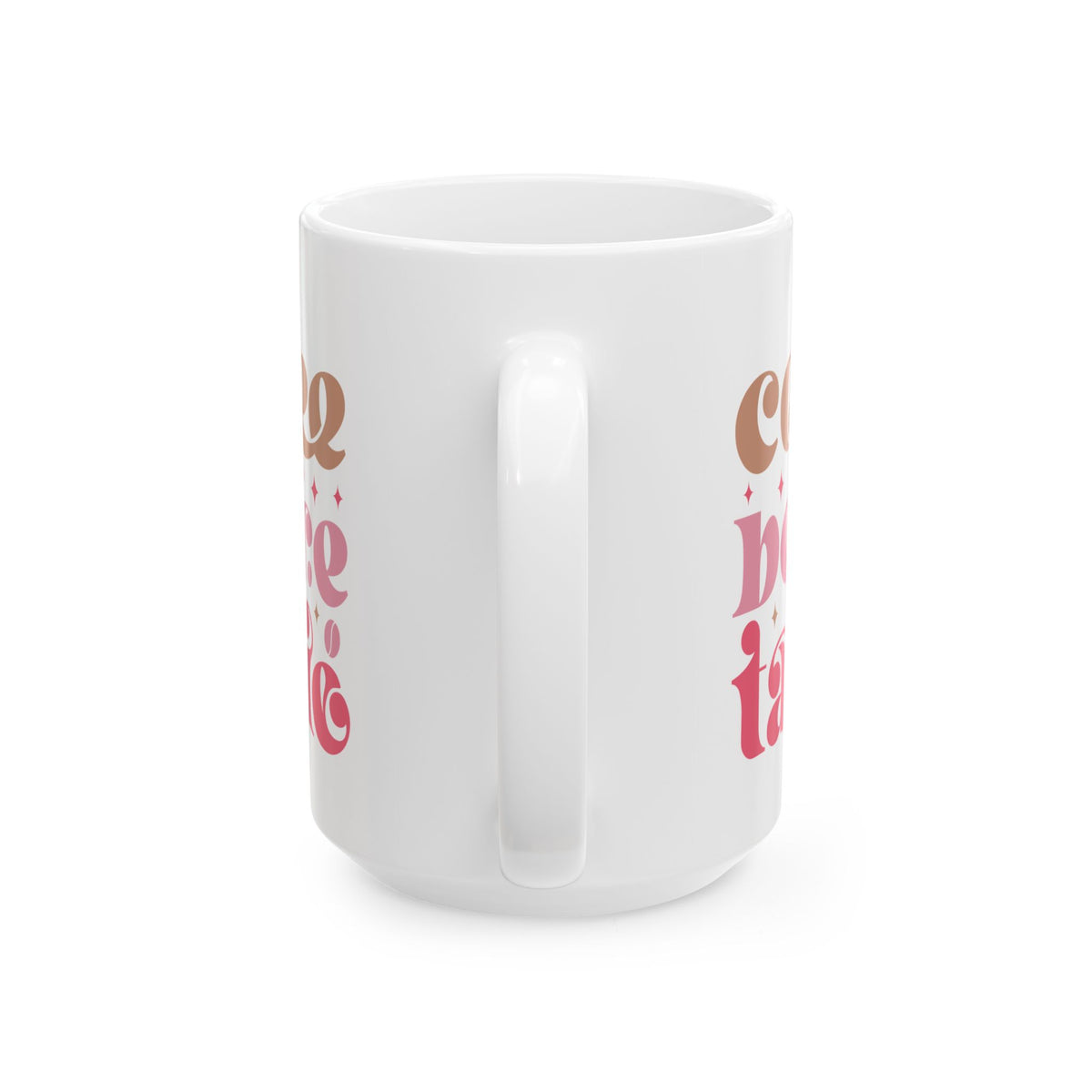 Coffee Before Talkie Ceramic Mug — Retro Pink & Brown Coffee Quote (11oz, 15oz)