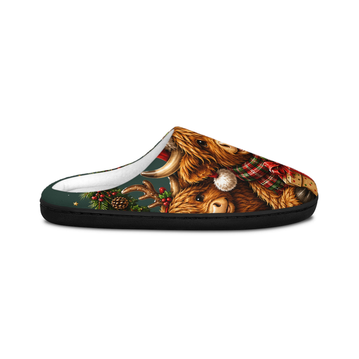 Cozy Highland Cow Christmas Slippers — Women's Indoor Holiday House Shoes