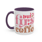 Retro Pink & Brown "Must First Coffee" Accent Coffee Mug (11/15oz)