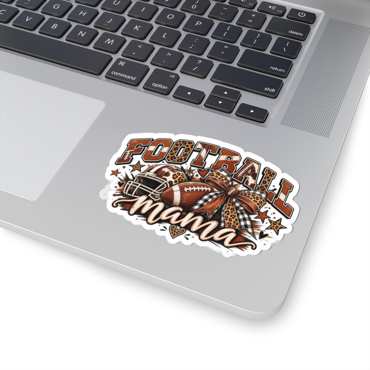 Football Mama Kiss-Cut Sticker — Leopard Print Football Mom Decal