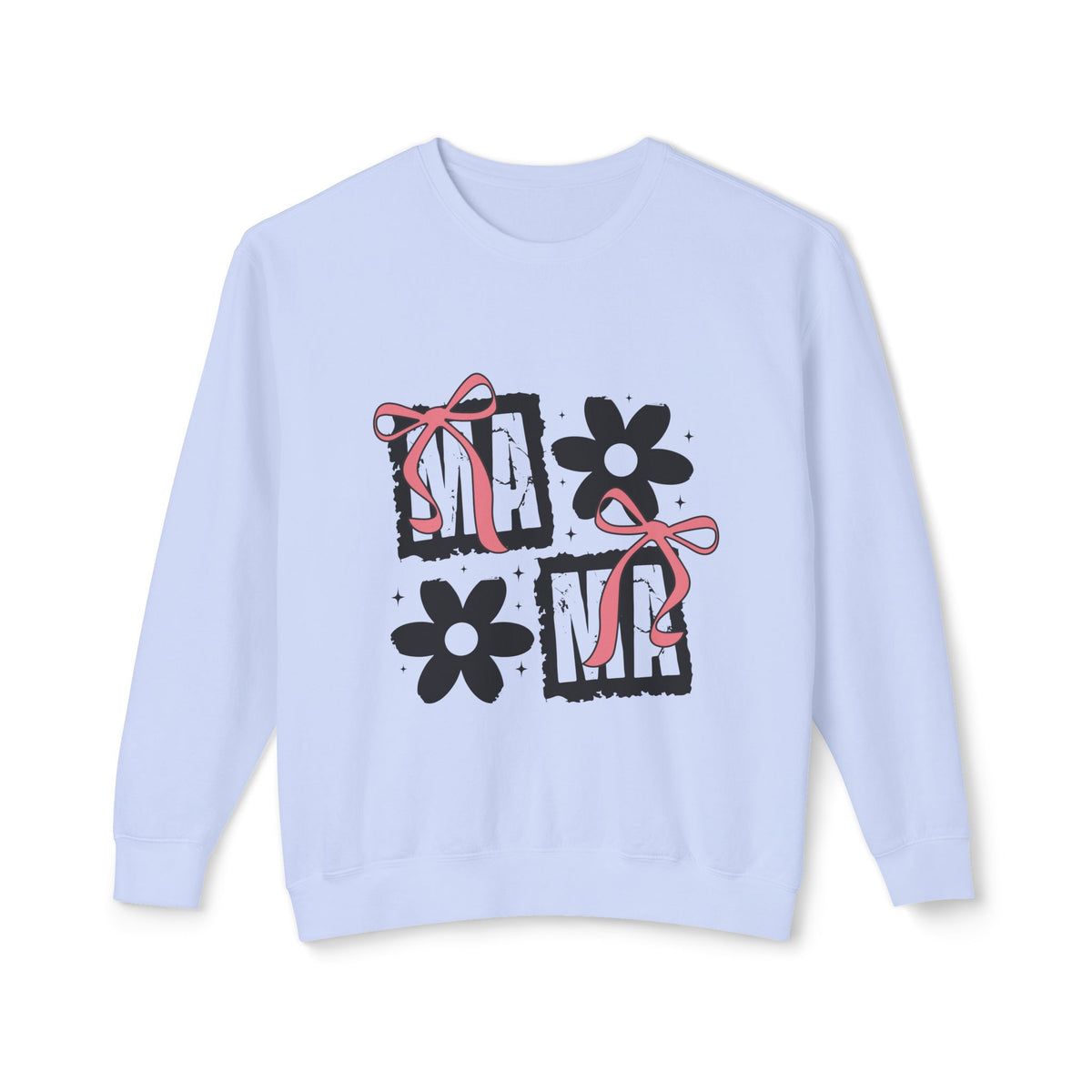 Mama Floral Crewneck Sweatshirt — Pink Bow & Flower Mom Design